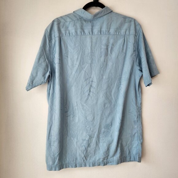 Tori Richard Silk Blend Blue Button Down Shirt Hawaiian Tropical Beachy Men's L - Picture 2 of 9